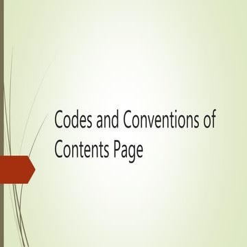 Codes and conventions of contents page