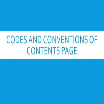 Codes and conventions of contents page soren