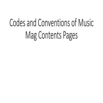 Codes and conventions of music mag contents pages