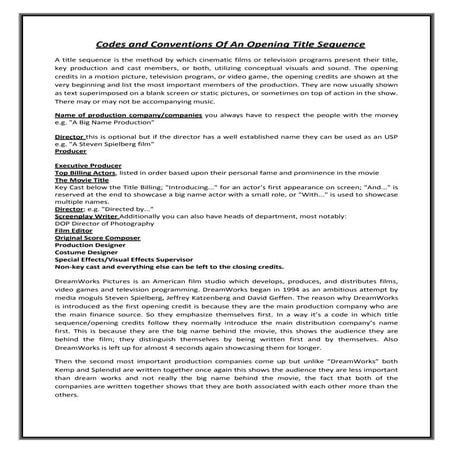 Codes and conventions of opening credits