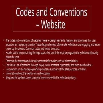 Codes and conventions of websites - research | PPTX