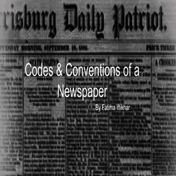 Codes & conventions of a newspaper