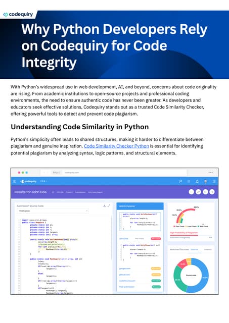 Advanced Code Similarity Checker Python By Codequiry | PDF