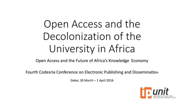 Codesria Conference on Electronic Publishing 2016 