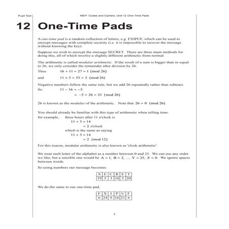 One time Pad Encryption | PPTX