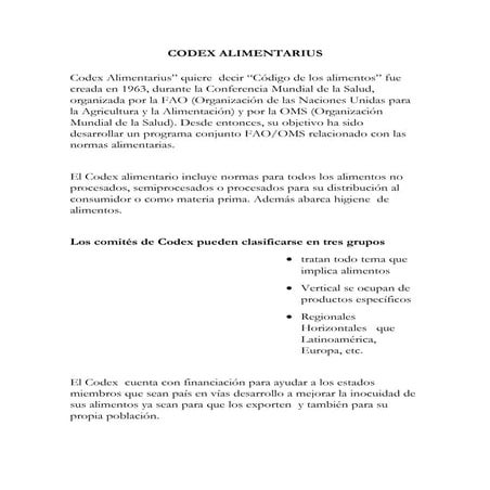Codex alimentarius | DOC
