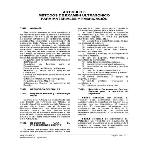Codigo asme art 5 ultrasonido