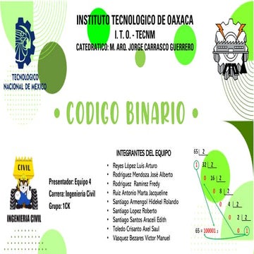 CODIGO BINARIO diapositivas para la exposición del código binario | PDF