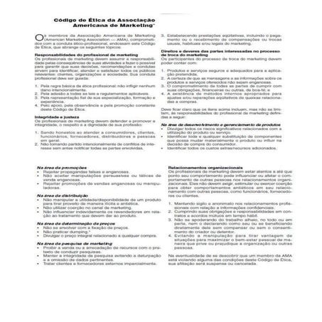 Codigo de ética do profissional de marketing 