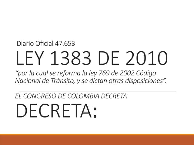 ley 1383 2010 codigo nacional de transito