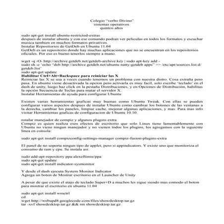 Codigo nesesario luego instalacion 