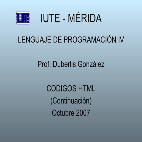 Codigos HTML Lenguaje IV