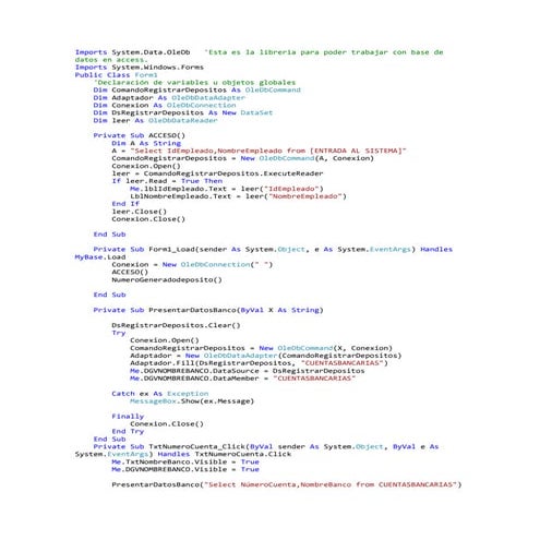 Codigo tarea deposito