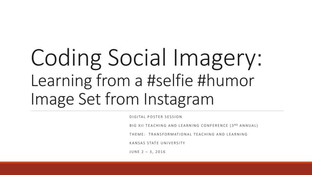 Coding Social Imagery:  Learning from a #selfie #humor Image Set from Instagram