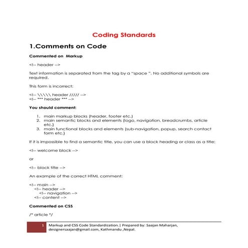 HTML and CSS Coding Standards | PDF