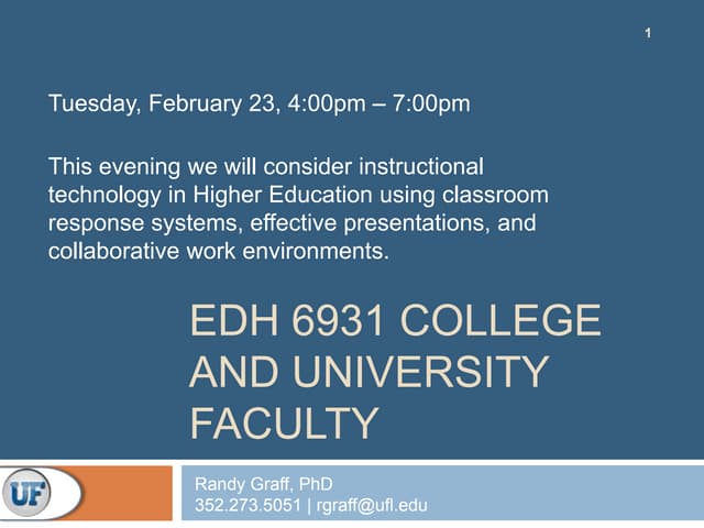 UF College of Education, EDH 6931