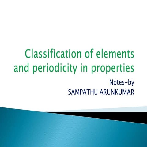 CLASSIFICATION OF ELEMENTS AND PERIODICITY IN PROPERTIES