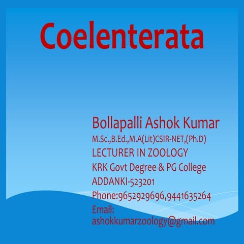 Coelenterata general characters & classification