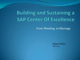 Building a SAP COE. From Weeding to Marriage