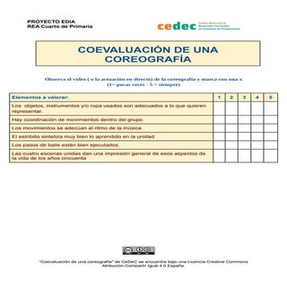 Rúbrica para evaluar una coreografía 