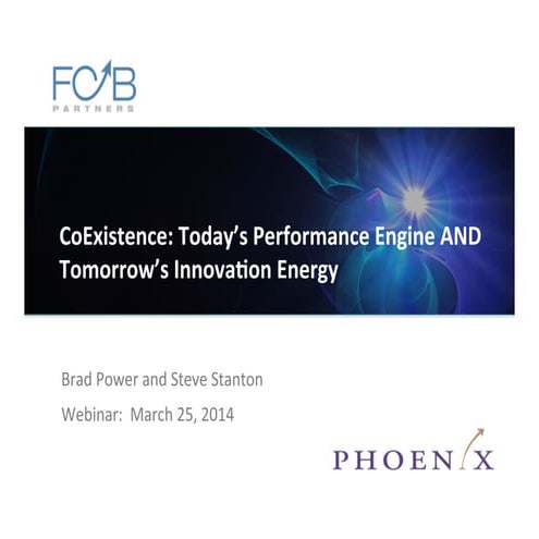 CoExistence: Today’s Performance Engine and Tomorrow’s Innovation Energy
