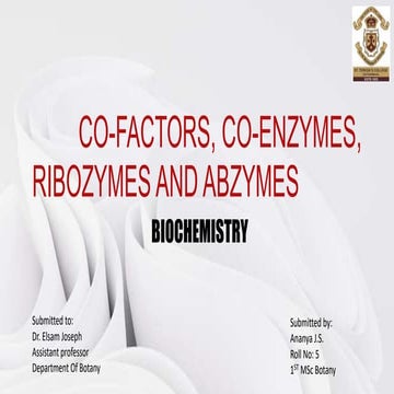 Cofactors, Coenzymes, Abzymes and Ribozymes.pptx