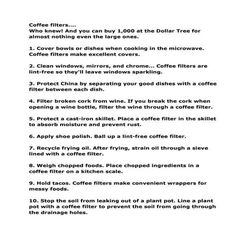 Coffee filters uses
