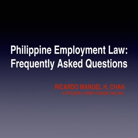 Philippine Employment Law: Frequently Asked Questions