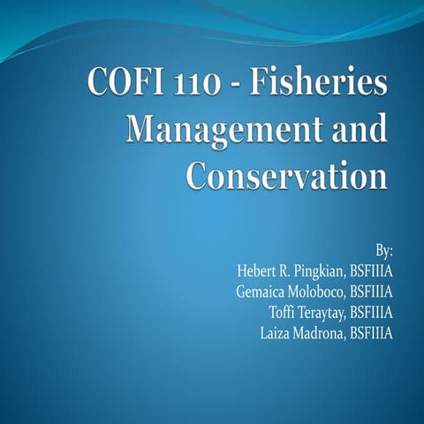 Cofi 110   fisheries management and conservation