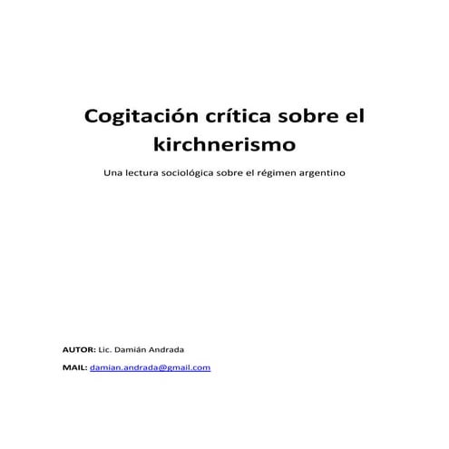Cogitación crítica sobre el kirchnerismo
