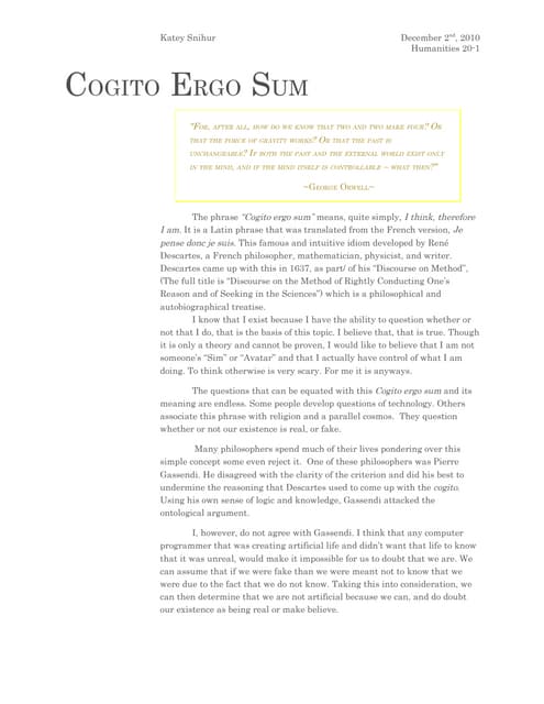 Cogito ergo sum meaning best sale