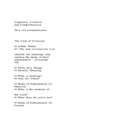 Cognition, Creation, and ComprehensionHow Art Communicat | PDF