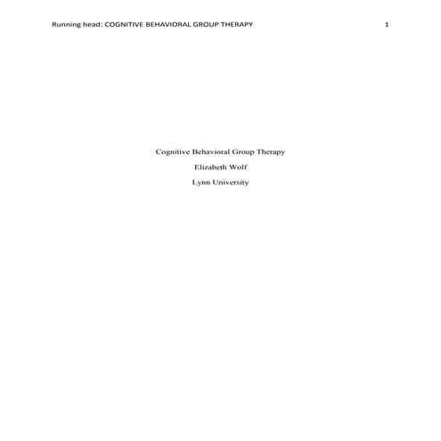 Cognitive behavioral group therapy