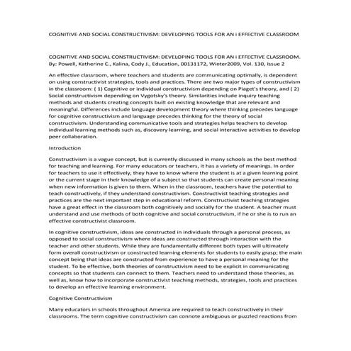 Cognitive and social constructivism. powell