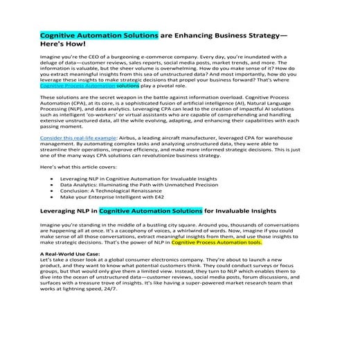 Cognitive Automation Solutions are Enhancing Business Strategy—Here's How! (1...