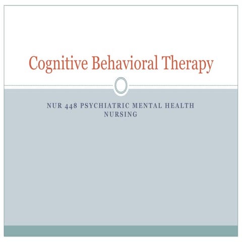 Cognitive behavioral therapy9 27