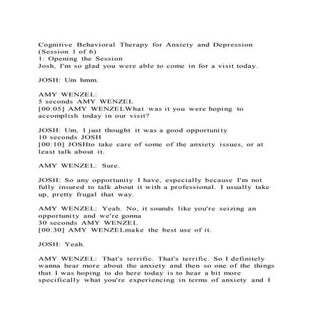 Cognitive Behavioral Therapy for Anxiety and Depression (Session 1 | DOCX