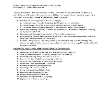 Cognitive development bruner