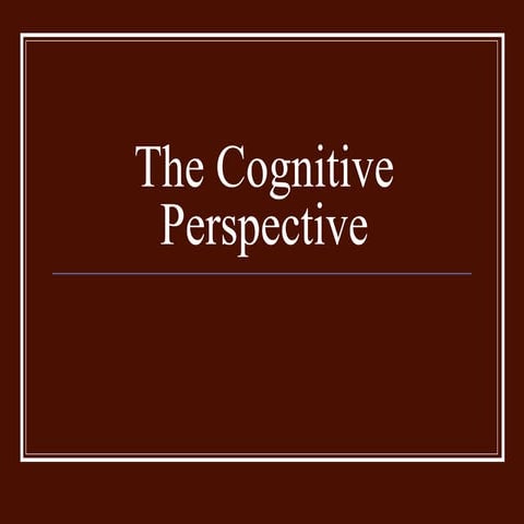 Cognitive Perspective - Historical And Cultural Conditions