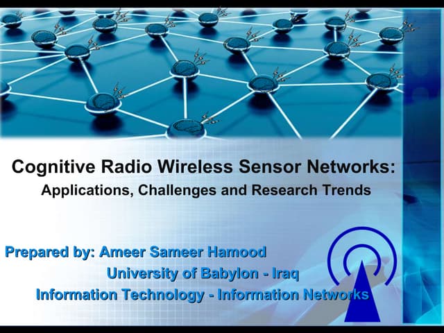 Cognitive radio wireless sensor networks applications, challenges and researc...