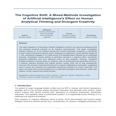 The Cognitive Shift: AI's Impact on Human Analytical Thinking and ...