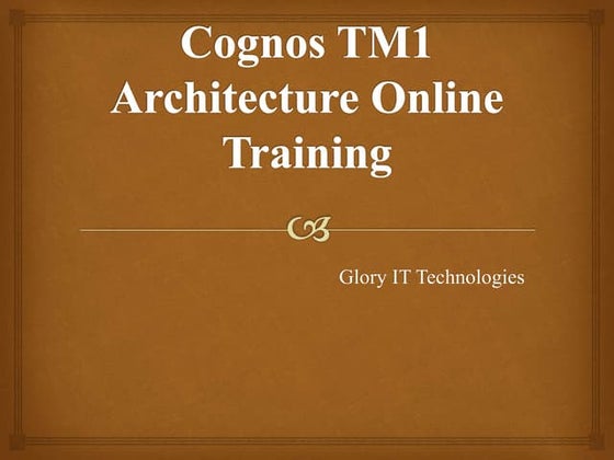 Cognos tm1 architecture online training