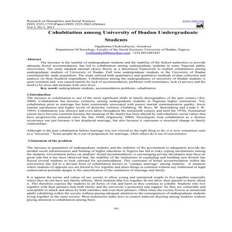 Cohabitation among university of ibadan undergraduate    students