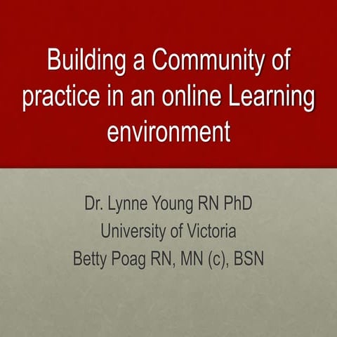 Building a Community of Practice in an Online Learning Environment