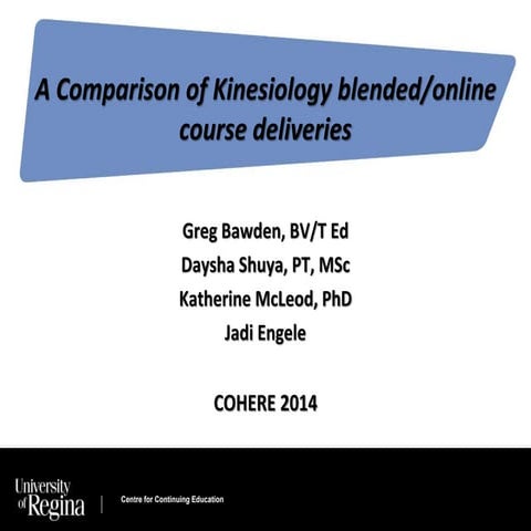 Cohere 2014 comparing kinesiology-blended, online courses