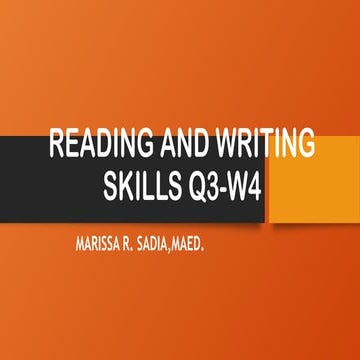 Reading and Writing- Coherence and Cohesion