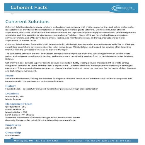 Coherent Executive Summary