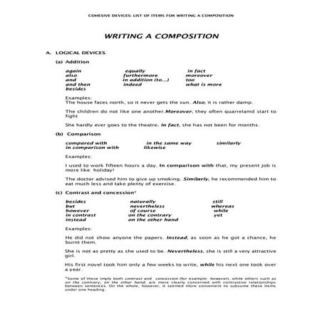 Cohesive devices-list-of-items-for-writing-a-composition