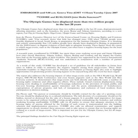 Cohre olympics report_media_kit - mega eventos