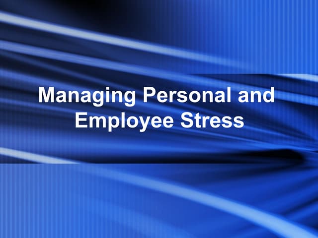 Cohr managing stress training
